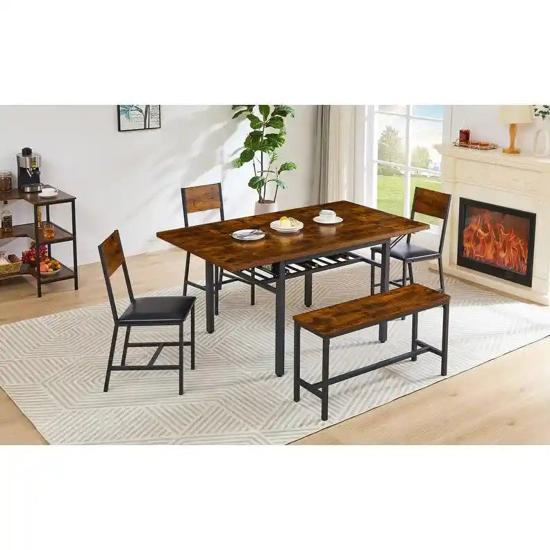 Table à manger pliable de style industriel rétro — Table rectangulaire en bois massif