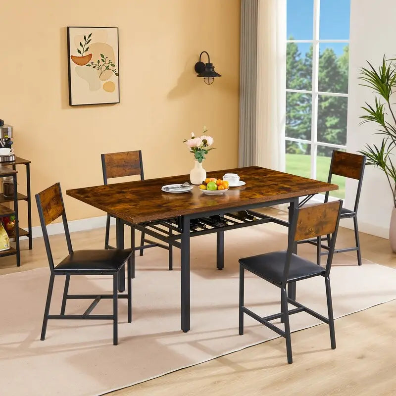 Table à manger pliable de style industriel rétro — Table rectangulaire en bois massif
