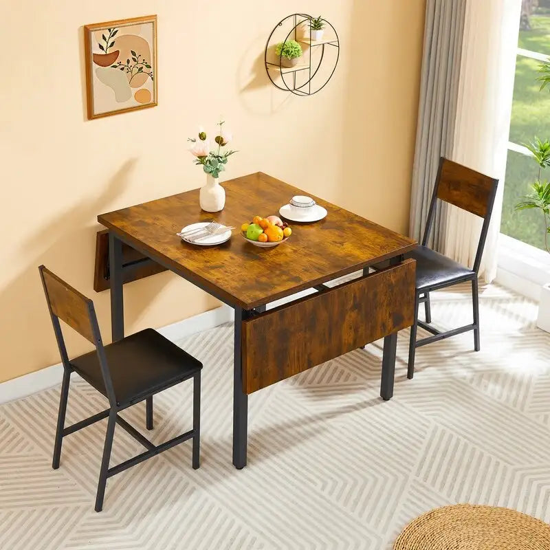 Table à manger pliable de style industriel rétro — Table rectangulaire en bois massif
