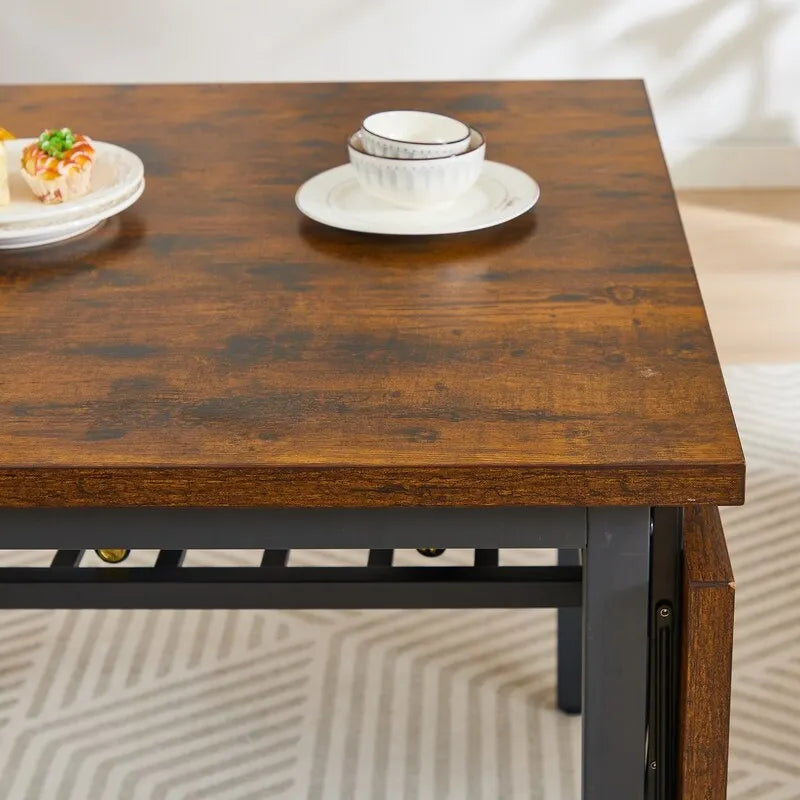 Table à manger pliable de style industriel rétro — Table rectangulaire en bois massif