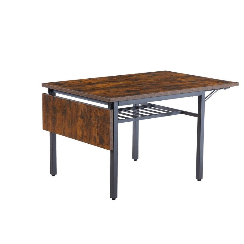 Table à manger pliable de style industriel rétro — Table rectangulaire en bois massif