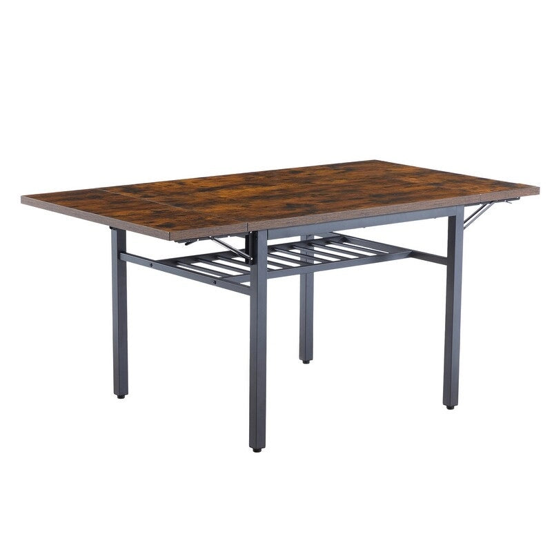 Table à manger pliable de style industriel rétro — Table rectangulaire en bois massif