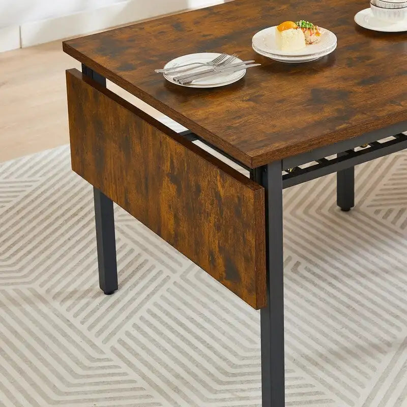 Table à manger pliable de style industriel rétro — Table rectangulaire en bois massif