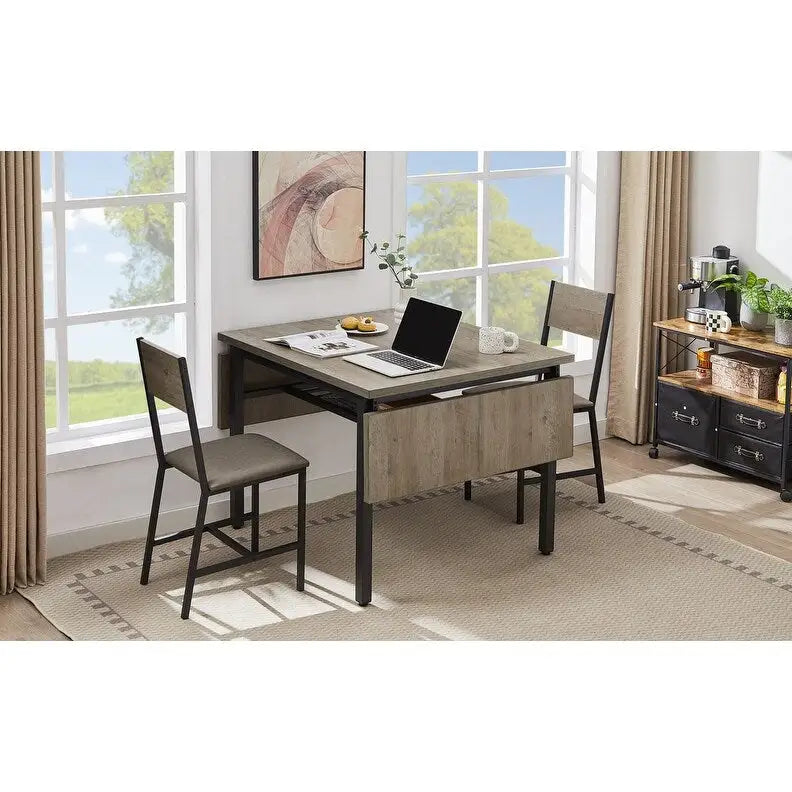 Table à manger pliable de style industriel rétro — Table rectangulaire en bois massif
