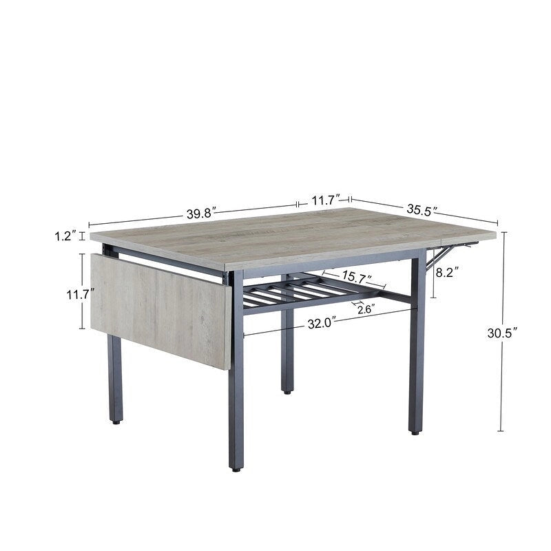 Table à manger pliable de style industriel rétro — Table rectangulaire en bois massif