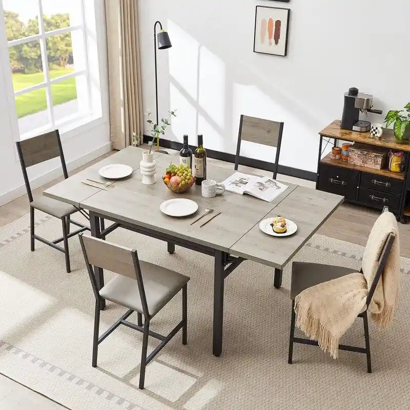 Table à manger pliable de style industriel rétro — Table rectangulaire en bois massif