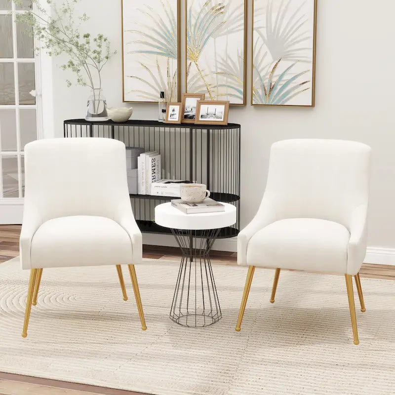 Chaise de salle à manger en velours sans accoudoirs, style moderne et glamour