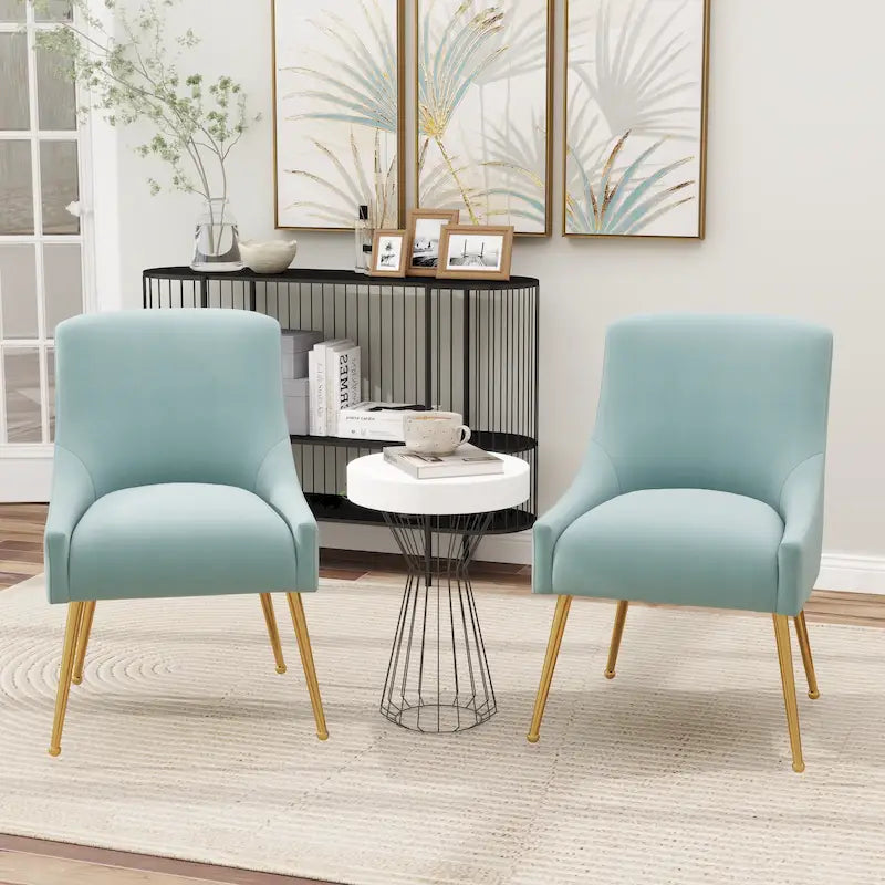 Chaise de salle à manger en velours sans accoudoirs, style moderne et glamour