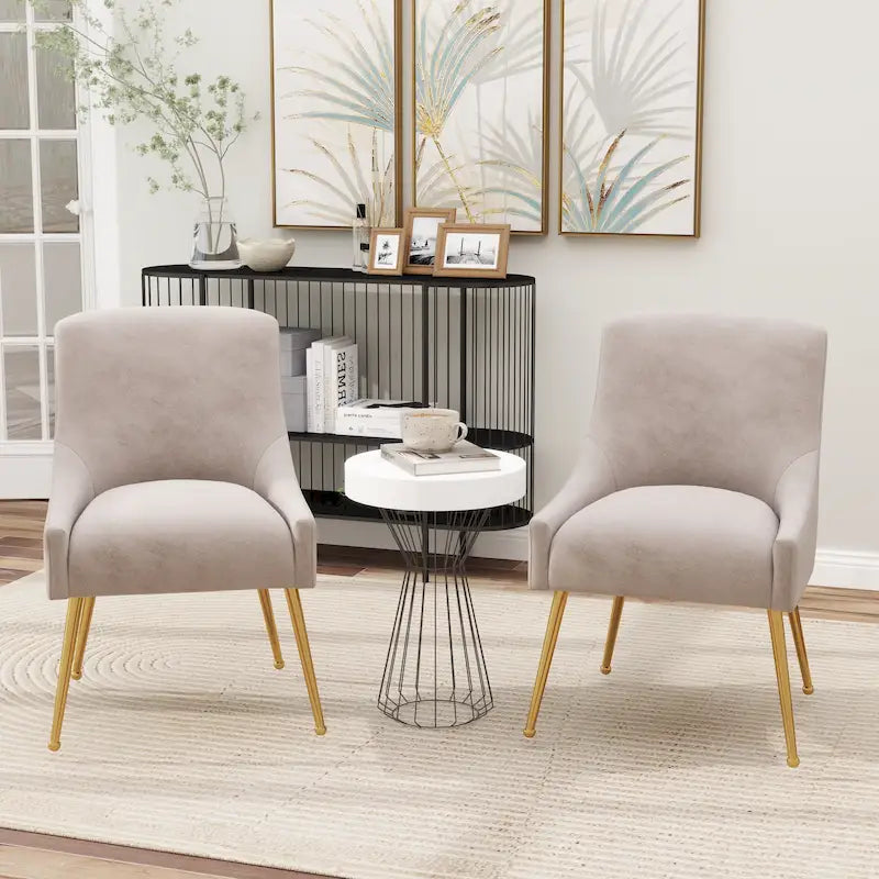 Chaise de salle à manger en velours sans accoudoirs, style moderne et glamour