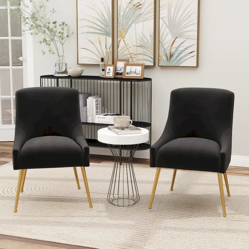 Chaise de salle à manger en velours sans accoudoirs, style moderne et glamour