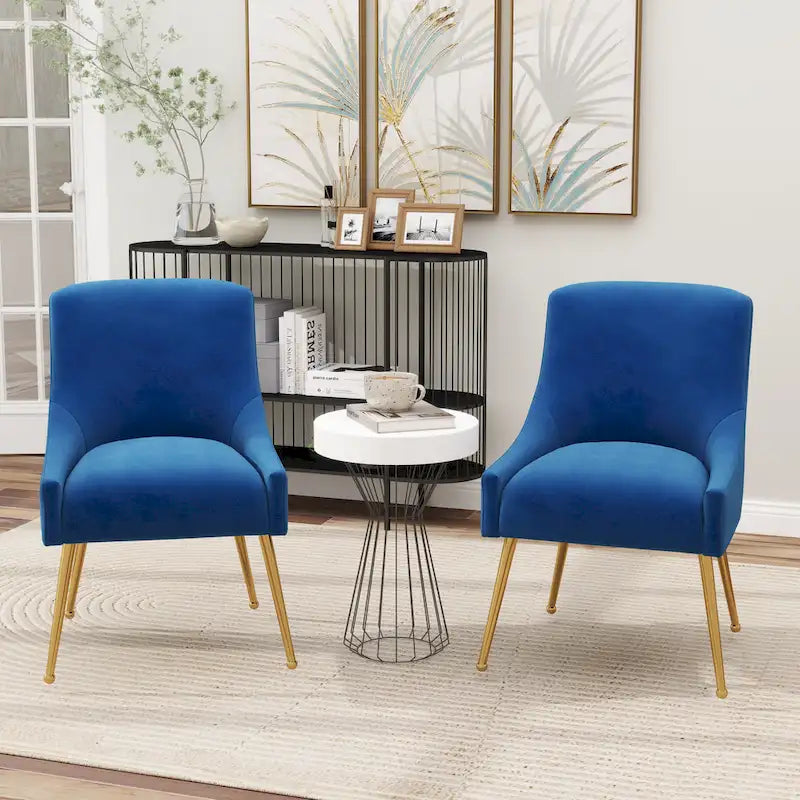 Chaise de salle à manger en velours sans accoudoirs, style moderne et glamour