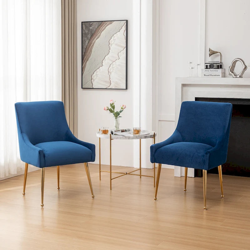 Chaise de salle à manger en velours sans accoudoirs, style moderne et glamour
