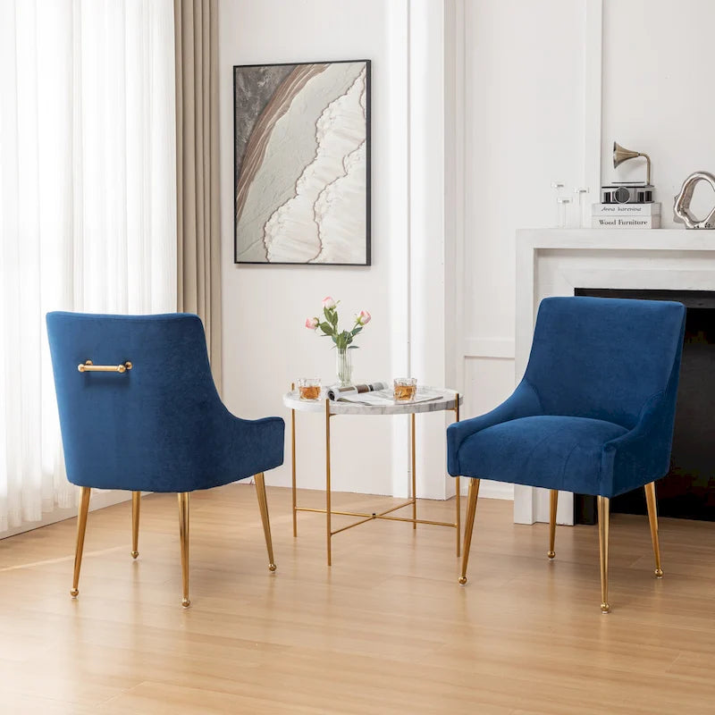 Chaise de salle à manger en velours sans accoudoirs, style moderne et glamour