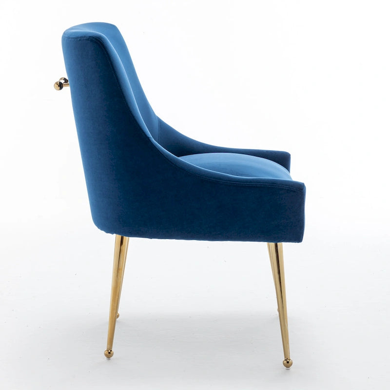Chaise de salle à manger en velours sans accoudoirs, style moderne et glamour