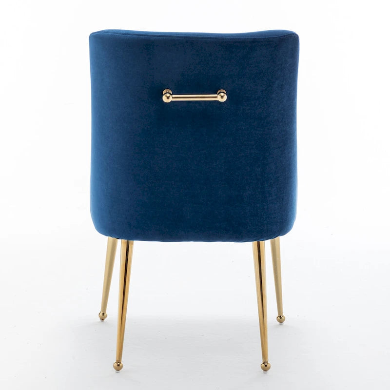 Chaise de salle à manger en velours sans accoudoirs, style moderne et glamour