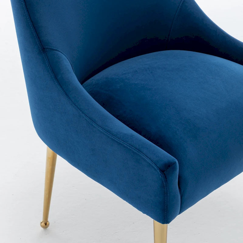 Chaise de salle à manger en velours sans accoudoirs, style moderne et glamour