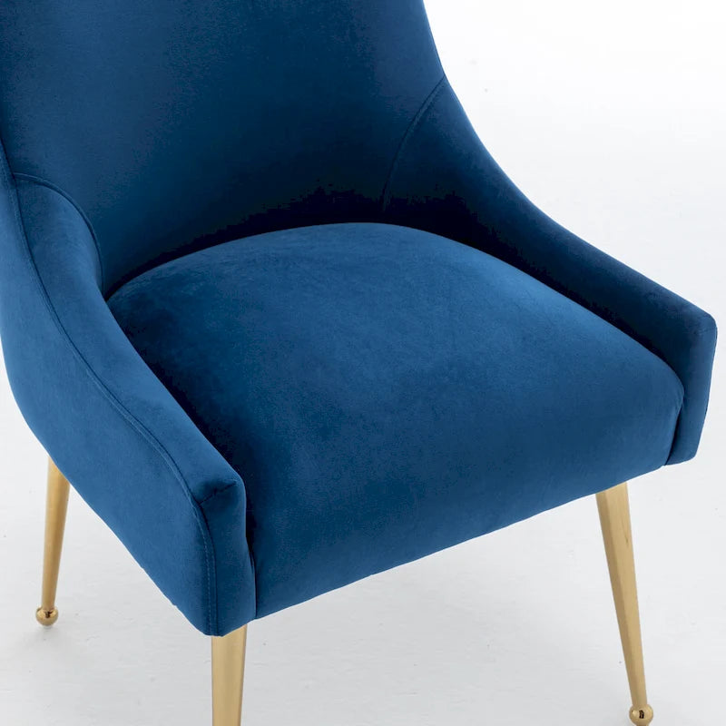 Chaise de salle à manger en velours sans accoudoirs, style moderne et glamour