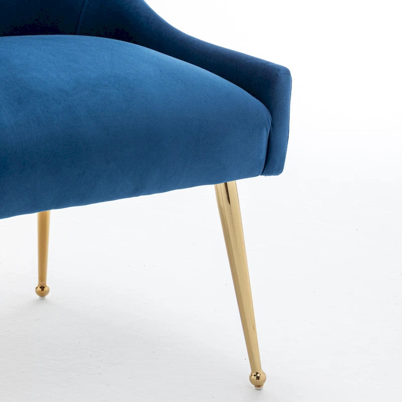 Chaise de salle à manger en velours sans accoudoirs, style moderne et glamour