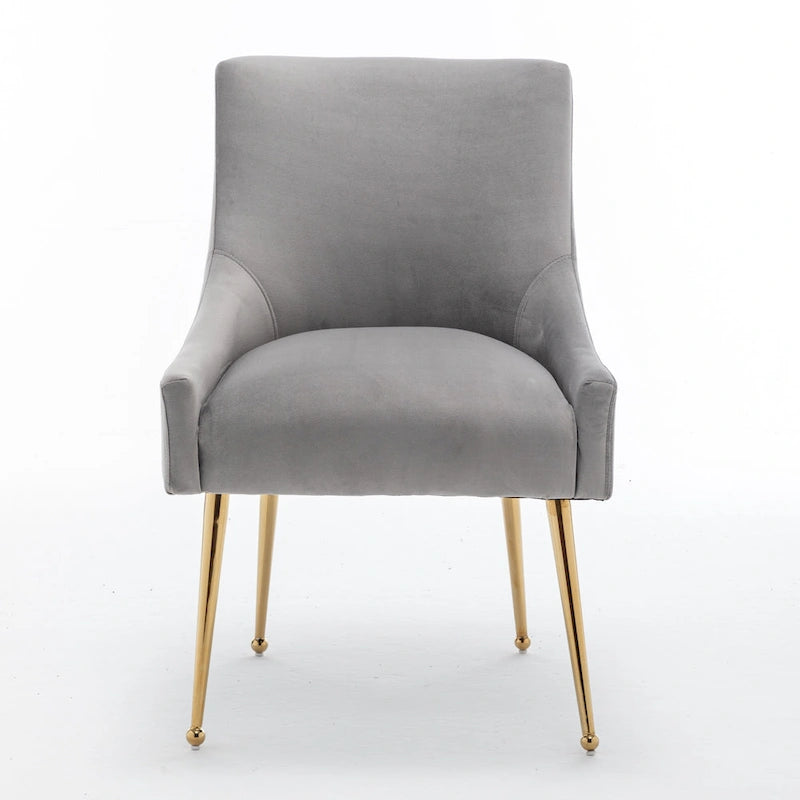 Chaise de salle à manger en velours sans accoudoirs, style moderne et glamour