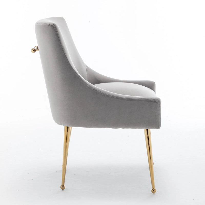 Chaise de salle à manger en velours sans accoudoirs, style moderne et glamour