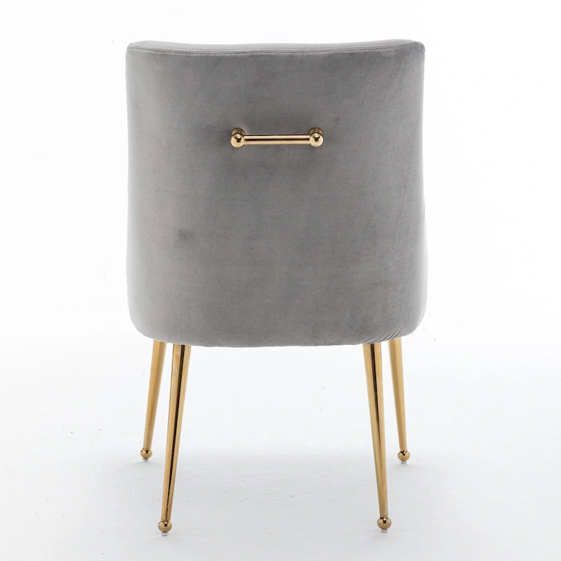 Chaise de salle à manger en velours sans accoudoirs, style moderne et glamour