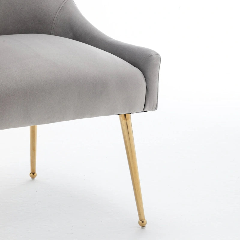 Chaise de salle à manger en velours sans accoudoirs, style moderne et glamour