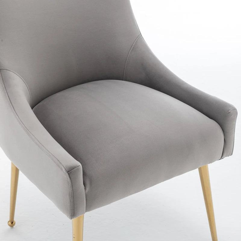 Chaise de salle à manger en velours sans accoudoirs, style moderne et glamour
