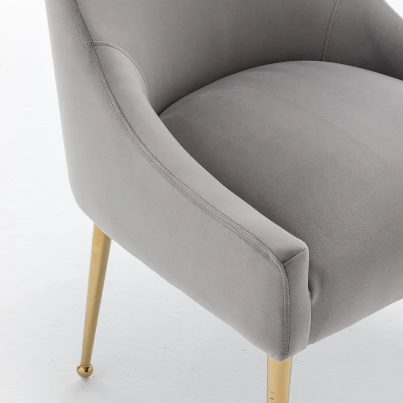 Chaise de salle à manger en velours sans accoudoirs, style moderne et glamour