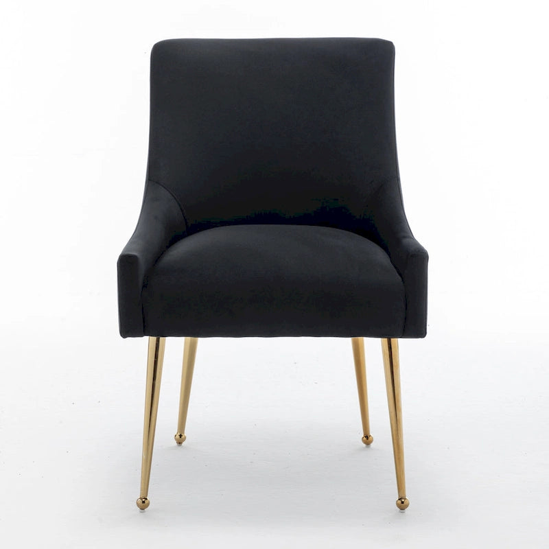 Chaise de salle à manger en velours sans accoudoirs, style moderne et glamour