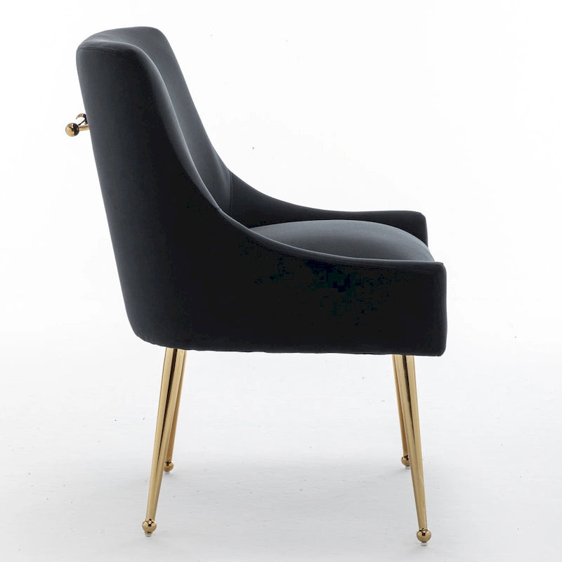 Chaise de salle à manger en velours sans accoudoirs, style moderne et glamour