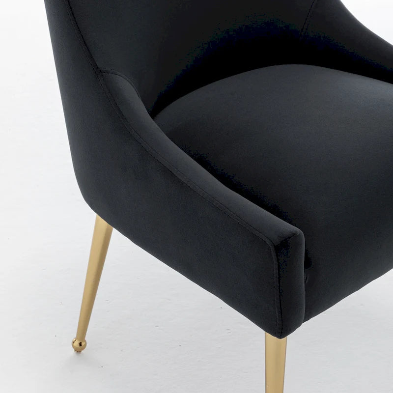 Chaise de salle à manger en velours sans accoudoirs, style moderne et glamour