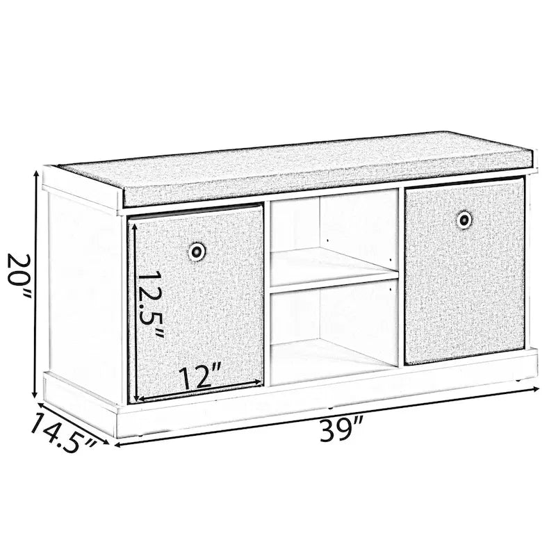 Banc de rangement à chaussures avec étagère, pliable pour un rangement compact