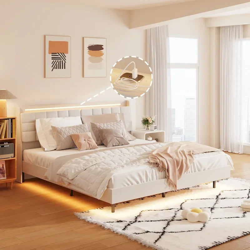 Tête de lit flottante King Size avec rangement