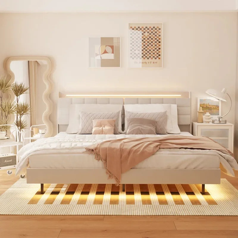 Tête de lit flottante King Size avec rangement