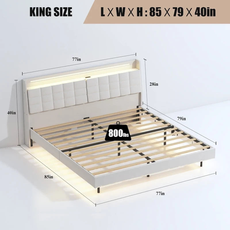 Tête de lit flottante King Size avec rangement